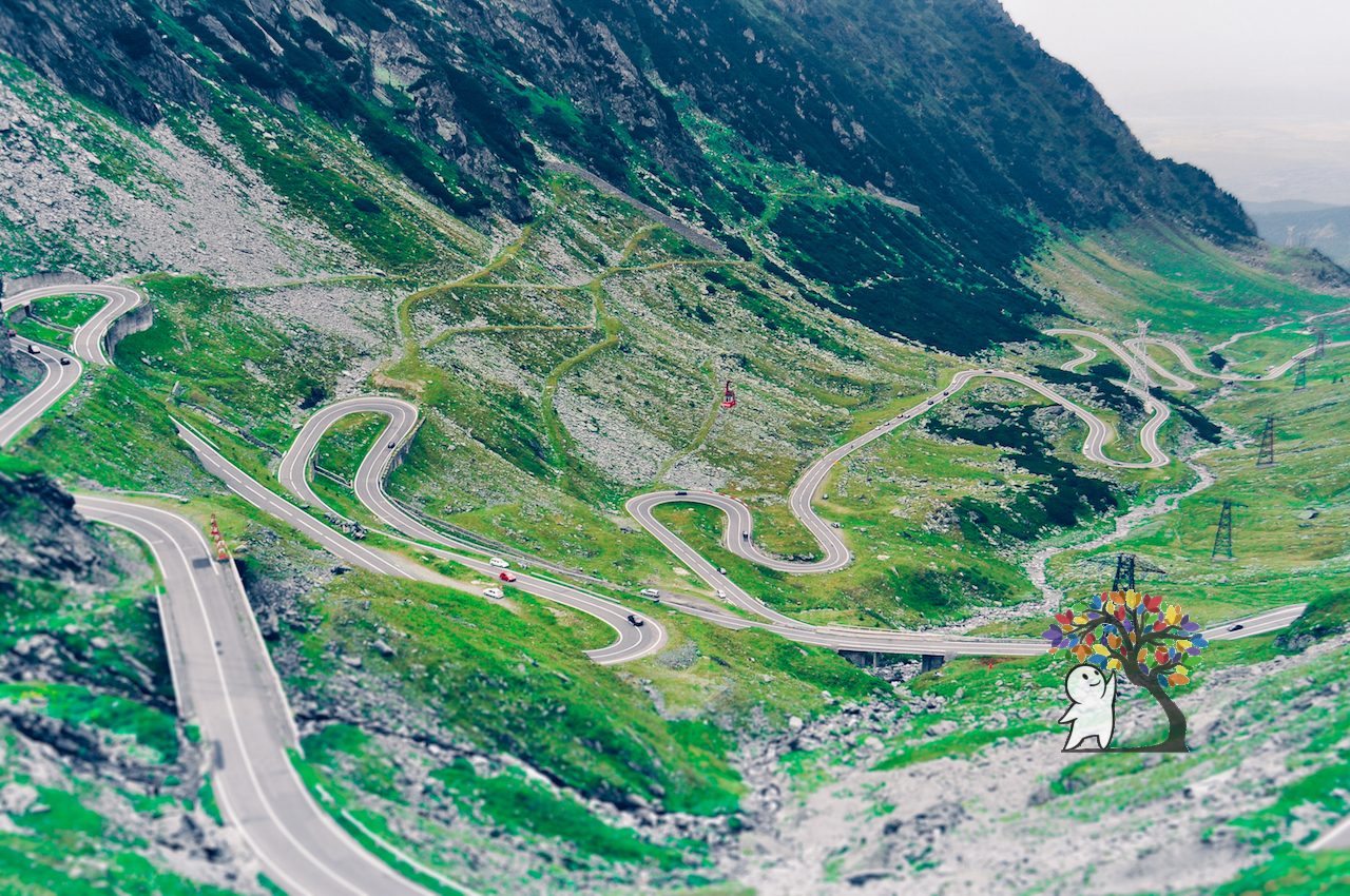 Image of a winding road on a mountain