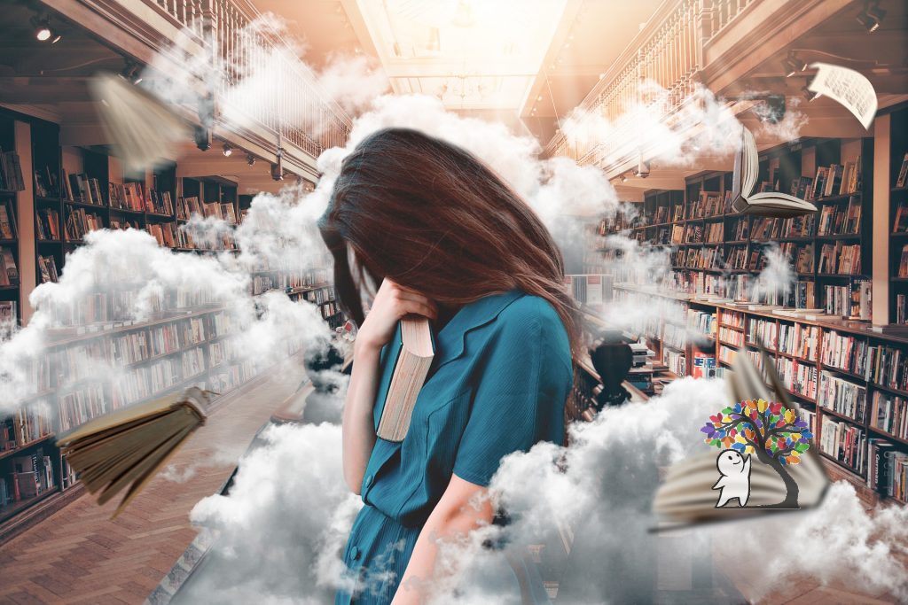 woman-clouds-stress-books